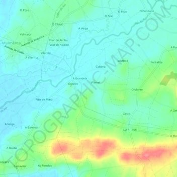 Outeiro topographic map, elevation, terrain