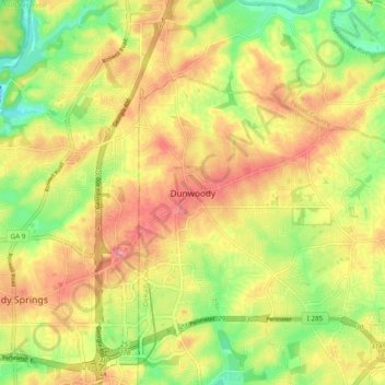Dunwoody topographic map, elevation, terrain