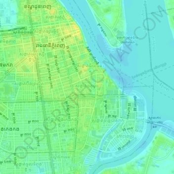 Sangkat Chaktomuk topographic map, elevation, terrain