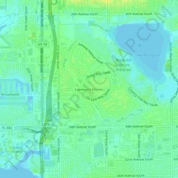 Lakewood Estates topographic map, elevation, terrain