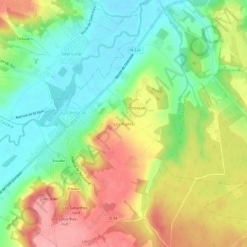 Les Argiles topographic map, elevation, terrain
