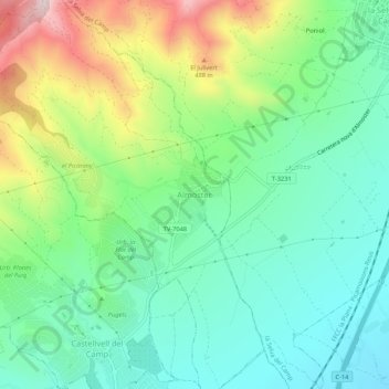 Almoster topographic map, elevation, terrain