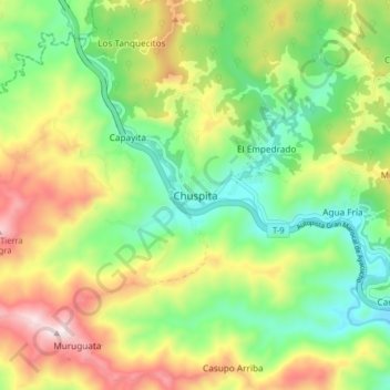 Chuspita topographic map, elevation, terrain