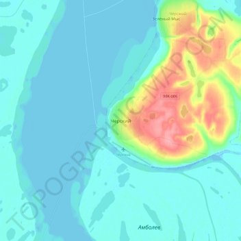 Chersky topographic map, elevation, terrain