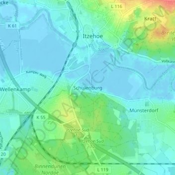 Schulenburg topographic map, elevation, terrain