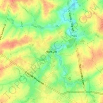 Horrues topographic map, elevation, terrain