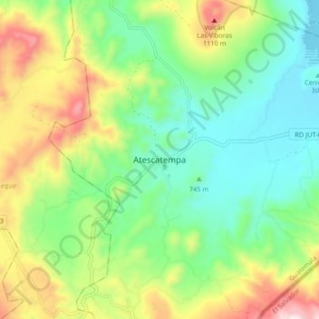 Atescatempa topographic map, elevation, terrain