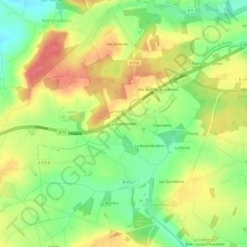 La Touchardière topographic map, elevation, terrain