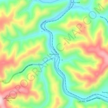 Mouthcard topographic map, elevation, terrain