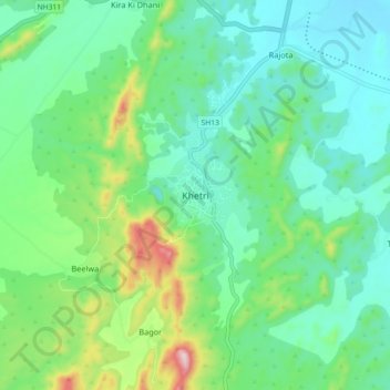 Khetri topographic map, elevation, terrain