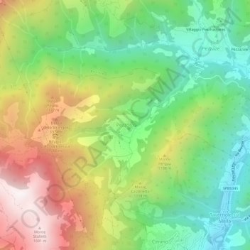 Pezzoro topographic map, elevation, terrain