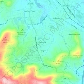 Claremont topographic map, elevation, terrain