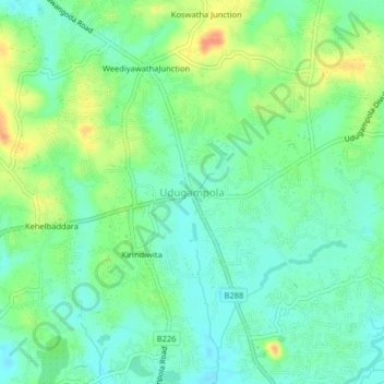 Udugampola topographic map, elevation, terrain