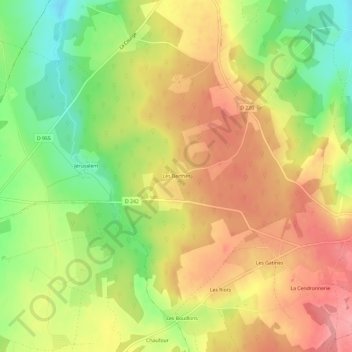 Les Berthes topographic map, elevation, terrain