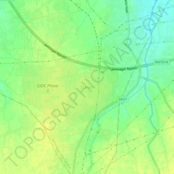 Dared topographic map, elevation, terrain