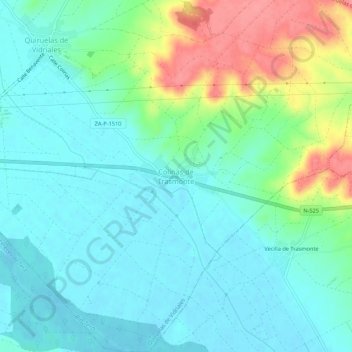 Colinas de Trasmonte topographic map, elevation, terrain