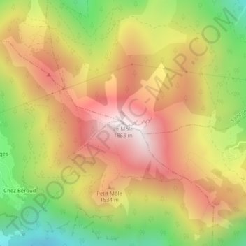 Le Môle topographic map, elevation, terrain