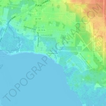 Floridatown topographic map, elevation, terrain