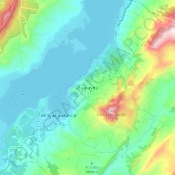 Guatavita topographic map, elevation, terrain