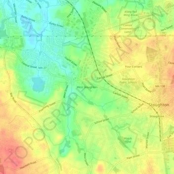 West Stoughton topographic map, elevation, terrain