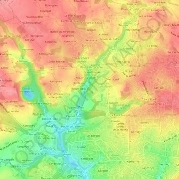 Kerléguer topographic map, elevation, terrain