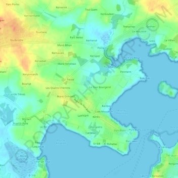 Bourgerel topographic map, elevation, terrain