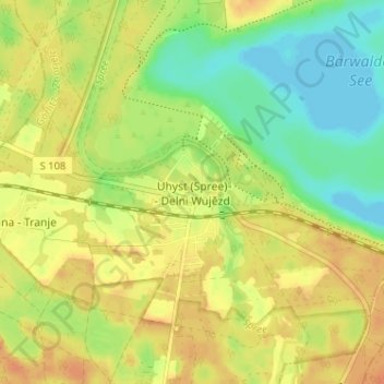 Uhyst (Spree) topographic map, elevation, terrain