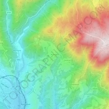 Arzengio topographic map, elevation, terrain