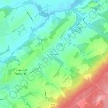 Wertsville topographic map, elevation, terrain