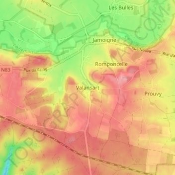 Valansart topographic map, elevation, terrain