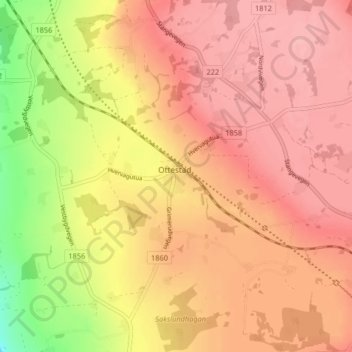 Ottestad topographic map, elevation, terrain
