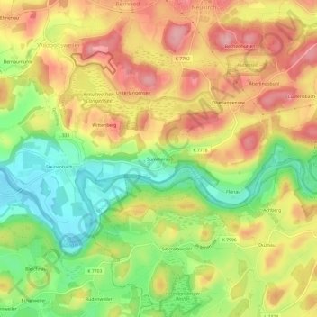Summerau topographic map, elevation, terrain