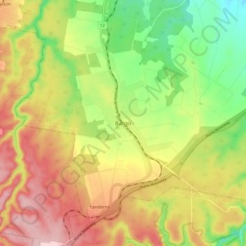 Bargo topographic map, elevation, terrain