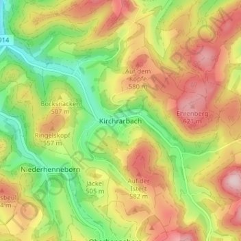 Kirchrarbach topographic map, elevation, terrain