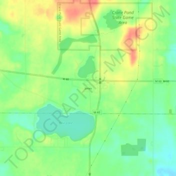 Jones topographic map, elevation, terrain