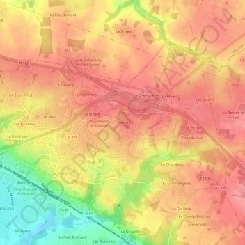 Therbé topographic map, elevation, terrain