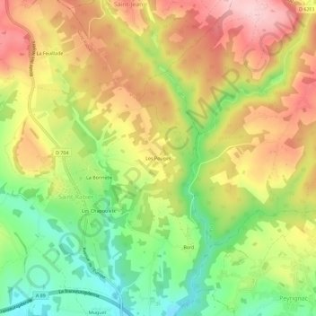 Les Pouges topographic map, elevation, terrain