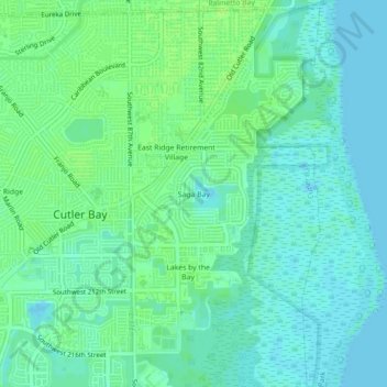 Saga Bay topographic map, elevation, terrain