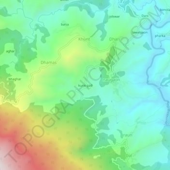 kurai gad topographic map, elevation, terrain