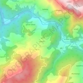 mauna topographic map, elevation, terrain