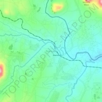 Nansadi topographic map, elevation, terrain