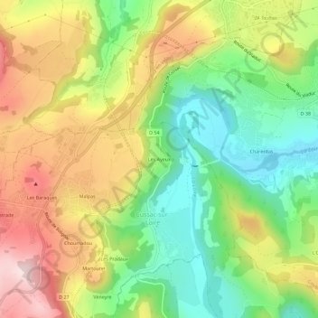 Les Ayeux topographic map, elevation, terrain