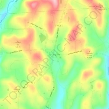 Springville topographic map, elevation, terrain