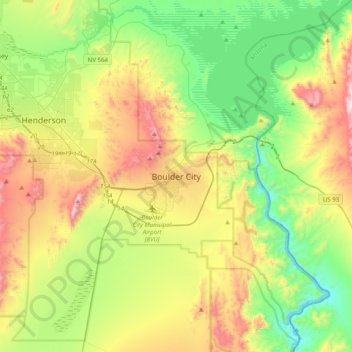 Boulder City topographic map, elevation, terrain