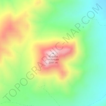 Majuba Mountain topographic map, elevation, terrain