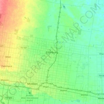 Edinburg topographic map, elevation, terrain