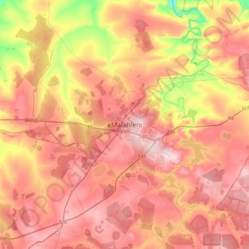 eMalahleni topographic map, elevation, terrain