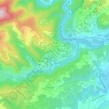 Le Gineste topographic map, elevation, terrain