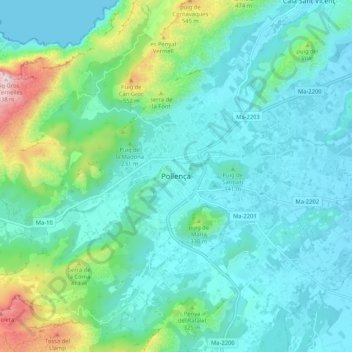 Pollença topographic map, elevation, terrain