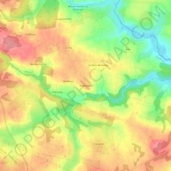 Boderiabé topographic map, elevation, terrain